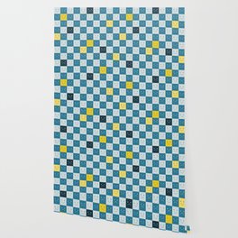 Plaid of Emotions pattern blue Wallpaper