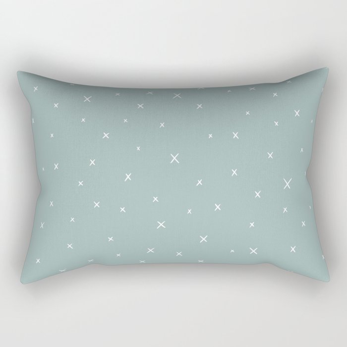 Minimal X's in Aloe Blue Rectangular Pillow