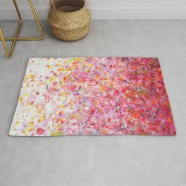 Love Song / Red and Pink Abstract Painting / Expressionist Circles / Vertical Ombre Colorful Bubbles Rug