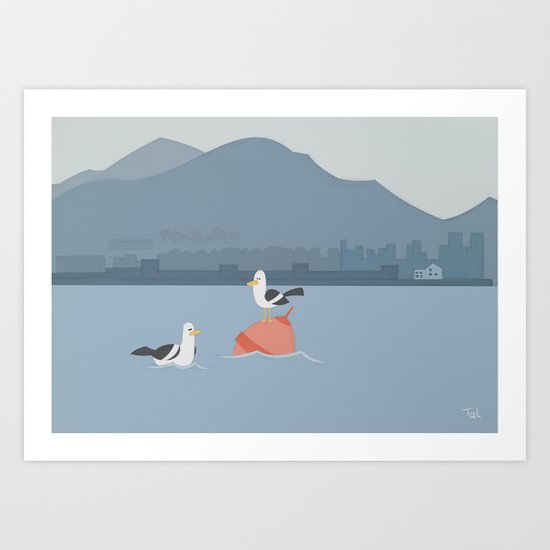 Bird Buoy Beach Wall Art, Beach Art Nursery Decor, Nursery Wall Art for Boys Room Art Print