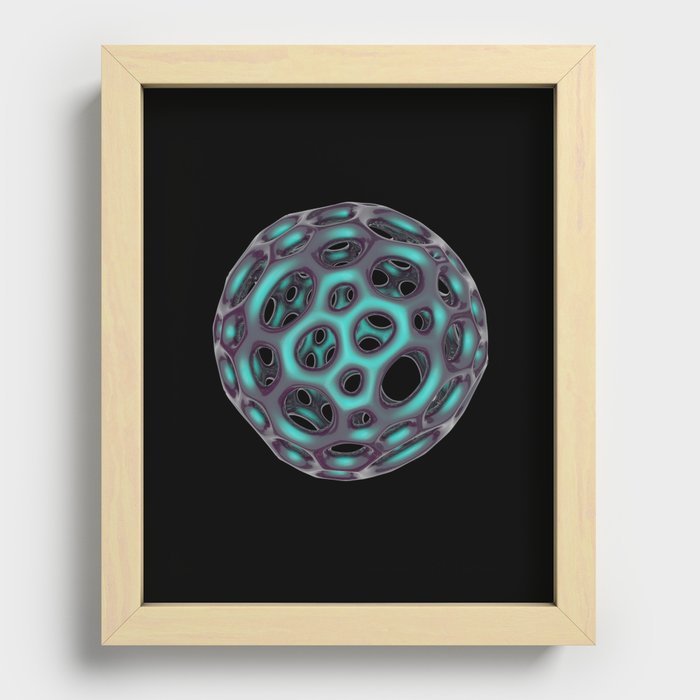 Abstract Organic Ball - Maroon / Blue Recessed Framed Print