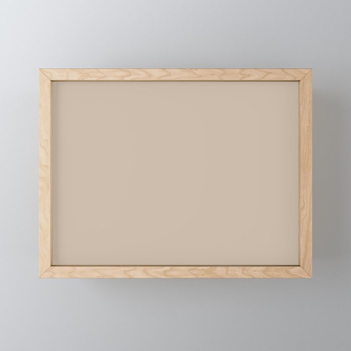Neutral Tan Solid Color Sherwin Williams Dhurrie Beige SW 7524 / Accent Shade / Hue / All One Colour Framed Mini Art Print