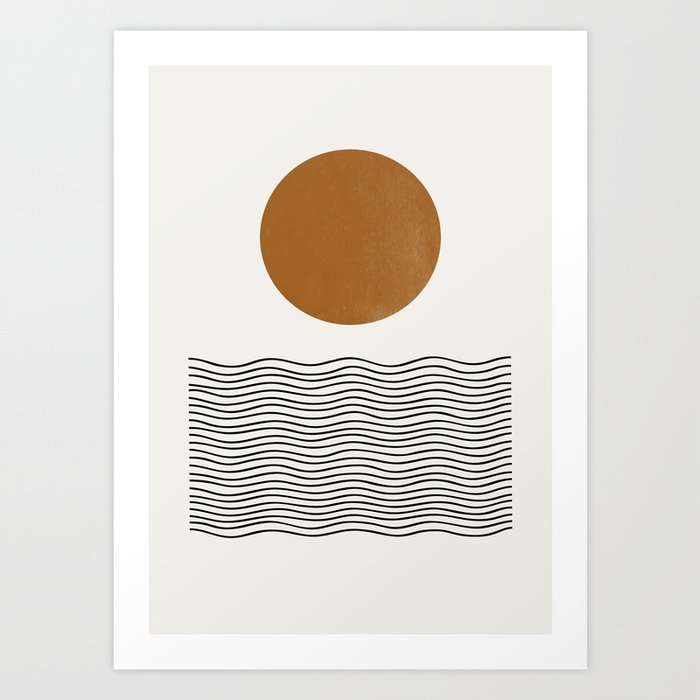 Abstract Landscape, Gold Sun Art Print by The Miuus Studio | Society6