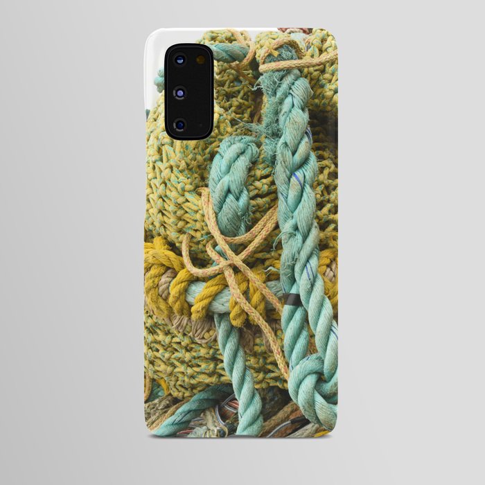 Fishing Nets Commercial Boat Pacific Ocean Northwest Oregon Washington Nautical Rope Yellow Blue Shipyard Android Case