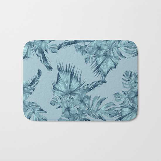Hawaiian Blue Teal Island Pattern Bath Mat