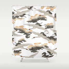 Japanese crane pattern Shower Curtain