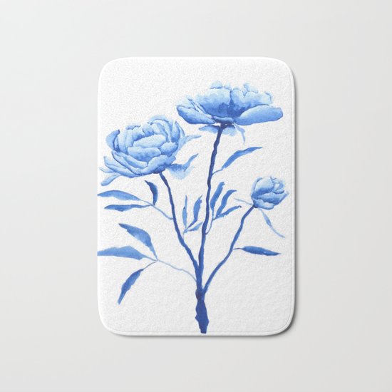 Blue peony 2 Bath Mat