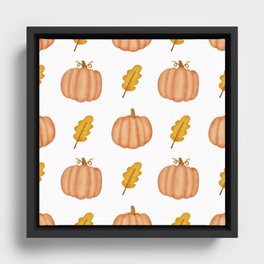 Watercolor Pumpkin Seamless Pattern Framed Canvas