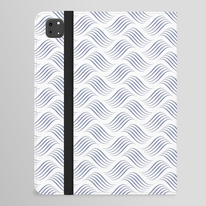 Blue and White Wavy Tessellation Line Pattern Pairs DE 2022 Popular Color Enchanting Sky DE5900 iPad Folio Case