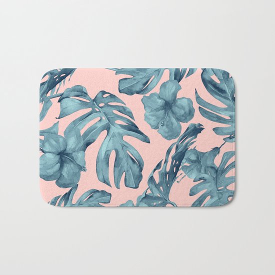 Island Life Teal on Light Pink Bath Mat