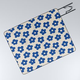 Indigo Flower Pattern #indigo #blue #navy #pattern #floral Picnic Blanket