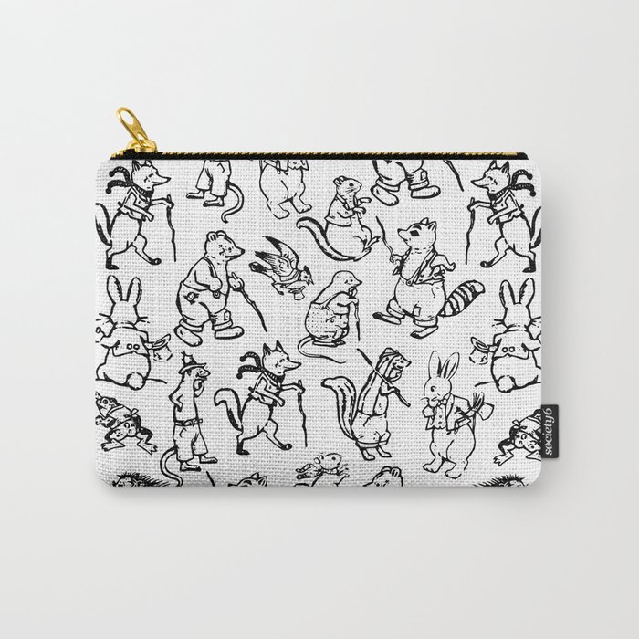 Black and White Burgess Animal Pattern Carry-All Pouch