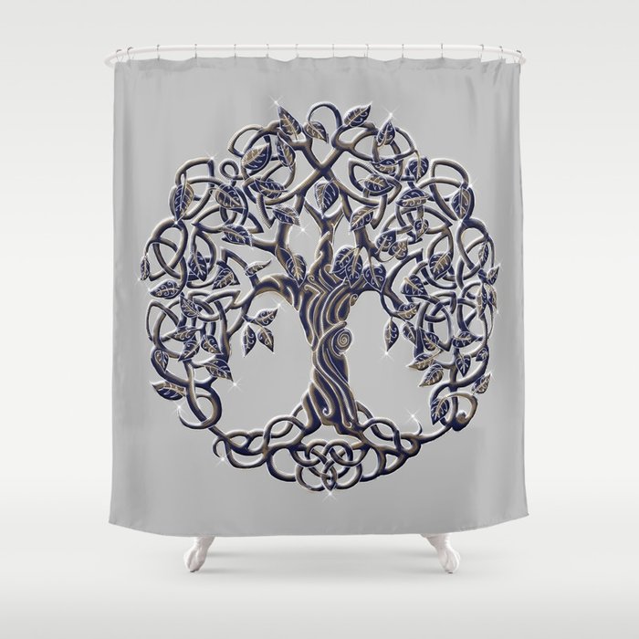Tree Of Life Silver Shower Curtain By Astrablink7