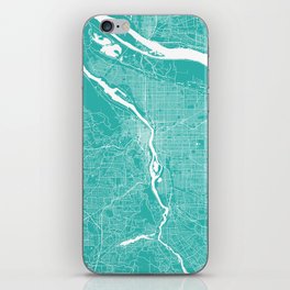 Portland map turquoise iPhone Skin