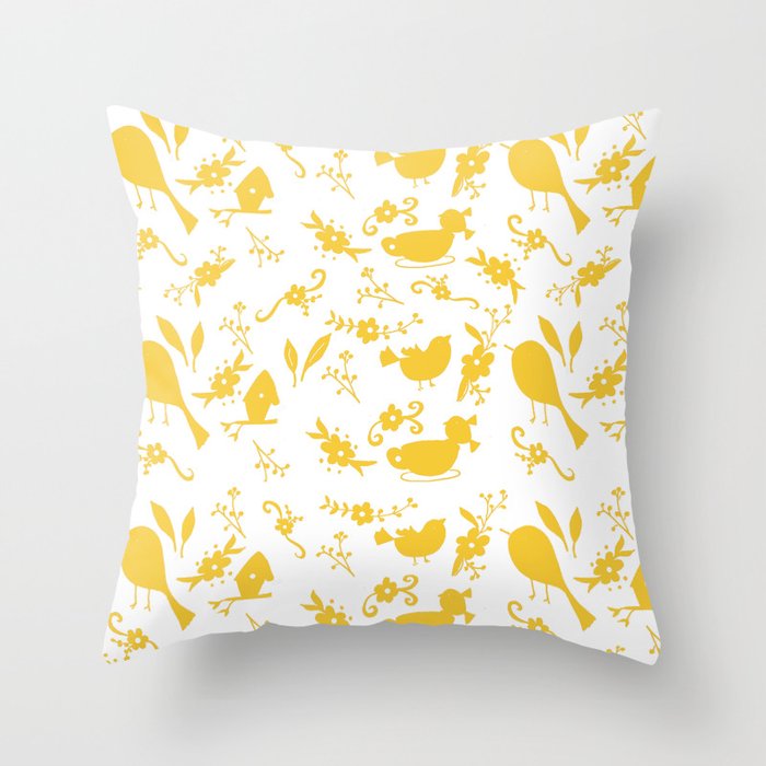 Garden Shadows Yellow White Throw Pillow By Laurabraydesigns Garden Shadows Yellow White Throw Pillow