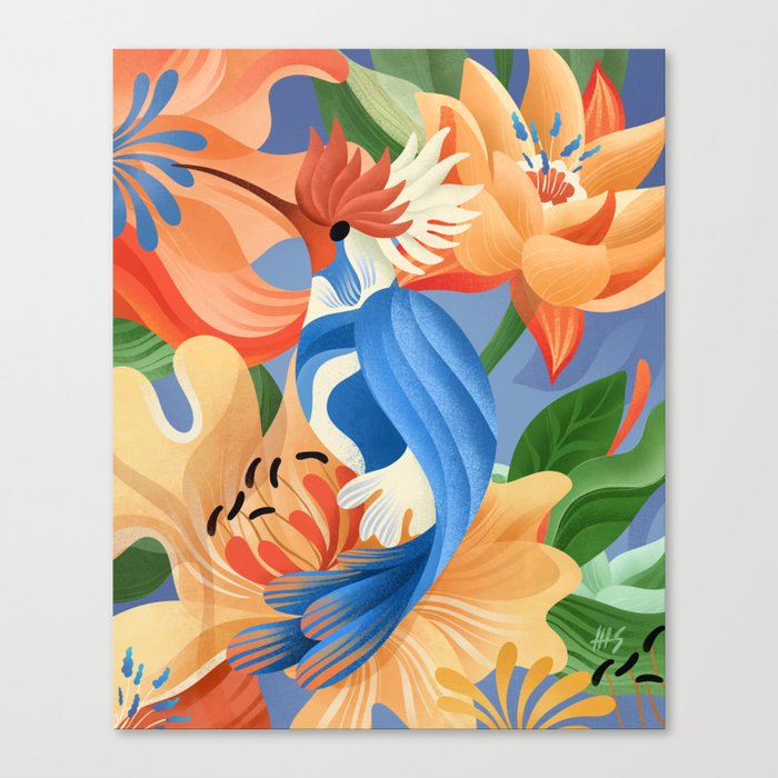 Floral Hummingbird  Canvas Print