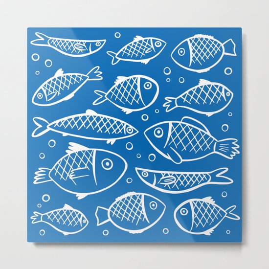 Fish blue white Metal Print