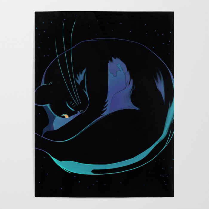 Sleeping MoonCat (fluorescent variant) Poster