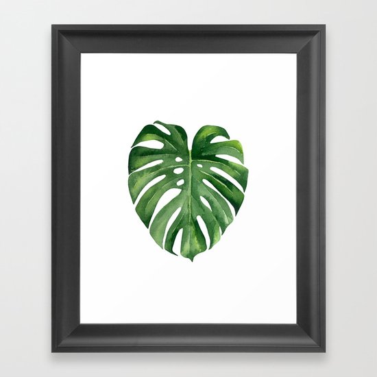 Tropical green leaf. Framed Art Print