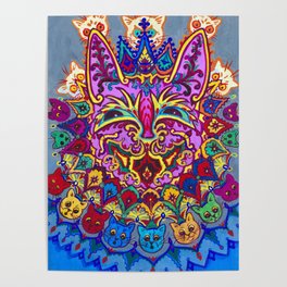 Cat with Cat Necklace by Louis Wain Poster