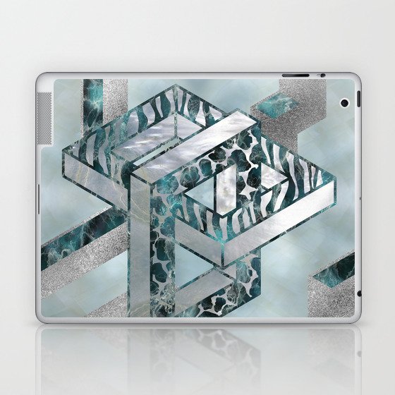 Abstract 3D Geometric Labradorite on Mother of pearl Laptop & iPad Skin