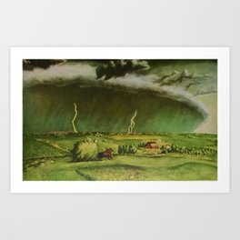 The Line Storm - Thunder and Lightning on the American Plains by John Steuart Curry Art Print