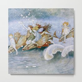 “Flying Fish Riders” by Ida Rentoul Outhwaite (1916) Metal Print