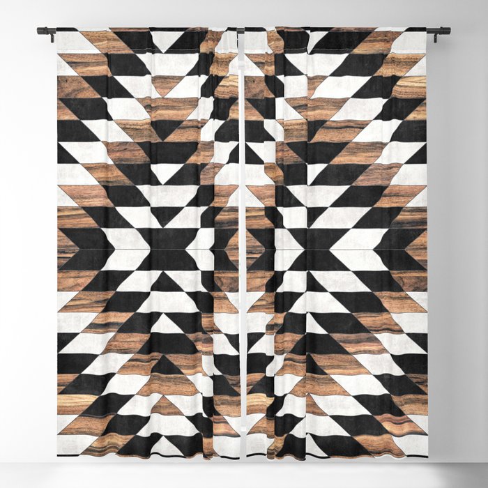 Urban Tribal Pattern No.13 - Aztec - Concrete and Wood Blackout Curtain