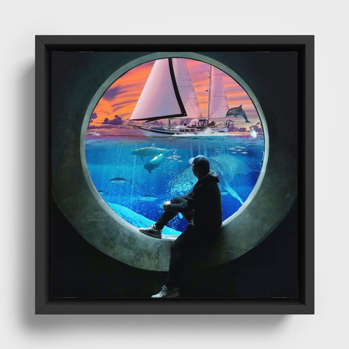 Sailing and Whaling Portal View Framed Canvas