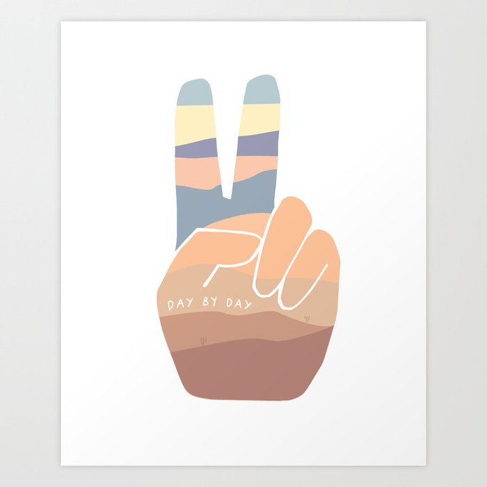 Day by Day, Desert Sunset Peace Sign Art Print