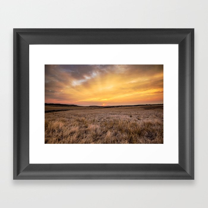 Big Sky Country - Scenic Sunrise Over Plains on Autumn Morning in Montana Framed Art Print