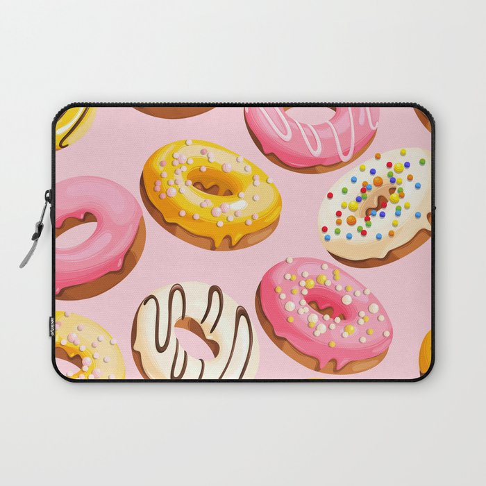 Doughnuts Pink Yellow Modern Confectionery Decor Laptop Sleeve