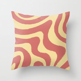 Groovy Liquid Shapes - Beige & Red Throw Pillow