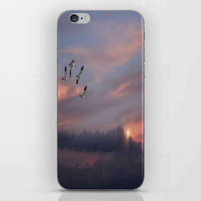 SNOW GEESE IN THE CLOUDS iPhone Skin
