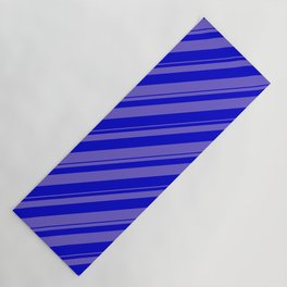 [ Thumbnail: Slate Blue and Blue Colored Stripes/Lines Pattern Yoga Mat ]