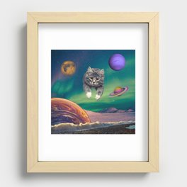 Cat on a Space Beach 4 Recessed Framed Print