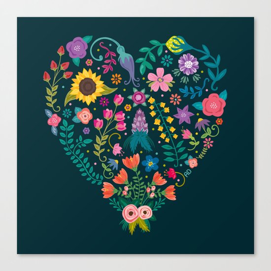 Floral Heart Canvas Print