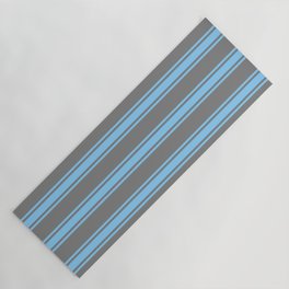 [ Thumbnail: Grey and Light Sky Blue Colored Lines Pattern Yoga Mat ]