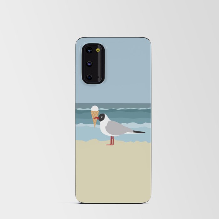 Cute seagull with ice cream by the sea Android Card Case