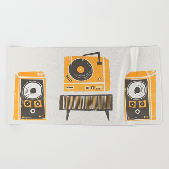 Vinyl Deck And Speakers Beach Towel