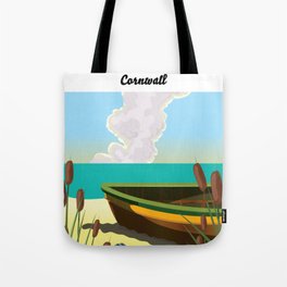 Perranporth Cornwall Seaside travel poster. Tote Bag