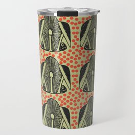  Pale Green Mushroom And Orange Polka Dot Pattern Travel Mug