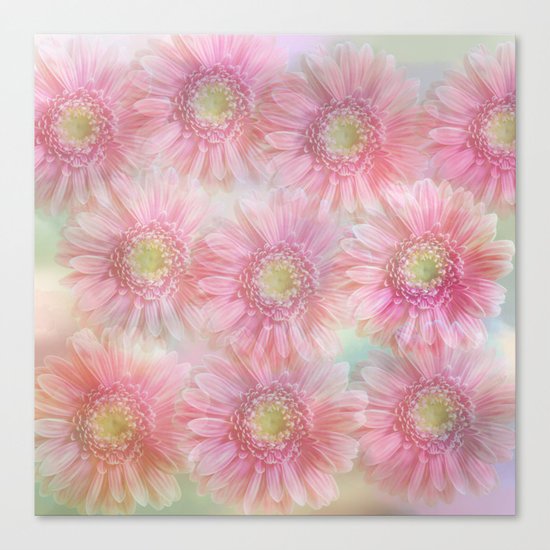 Pink daisies on a pastel background. Canvas Print