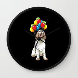 Funny Spinone Italiano Dog With Balloons Wall Clock