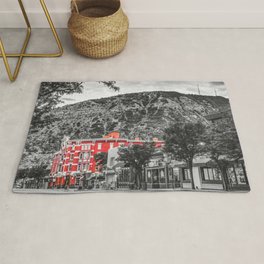 Durango Colorado City Skyline And Mountain Landscape - Selective Color Edition Rug