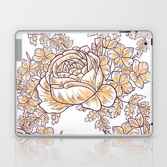 Flower blossom. Abstract elegance seamless pattern with floral elements. Flower background. Laptop & iPad Skin