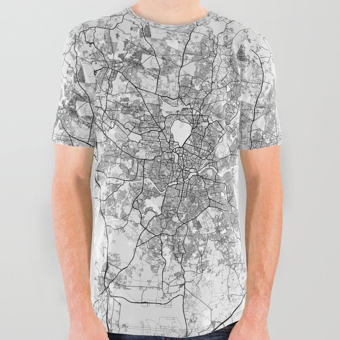 Hyderabad City Map of Telangana, India  - Light All Over Graphic Tee