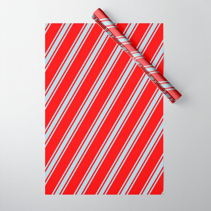 Red and Light Blue Colored Lined Pattern Wrapping Paper