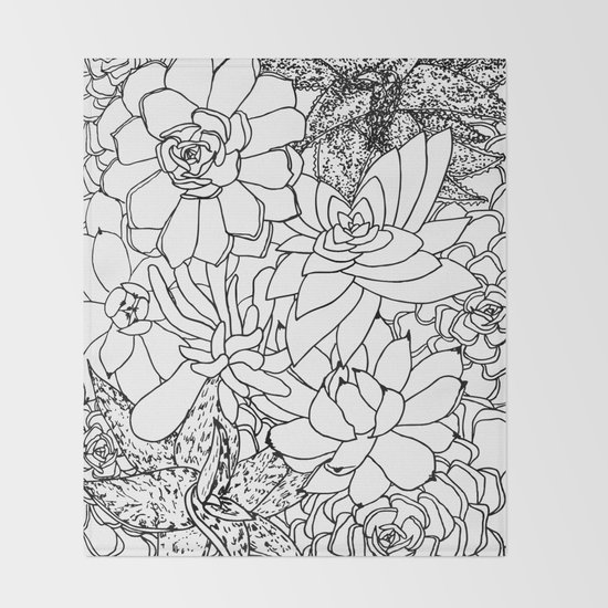 Succulent Line Drawing Throw Blanket By Christianalois Society6