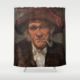 James Whistler - Man Smoking a Pipe Shower Curtain